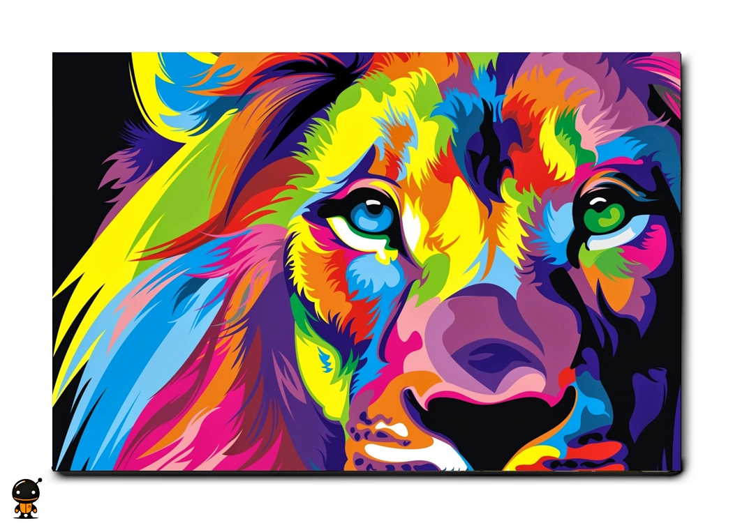 Spectrum of Strength - Vibrant Lion Art
