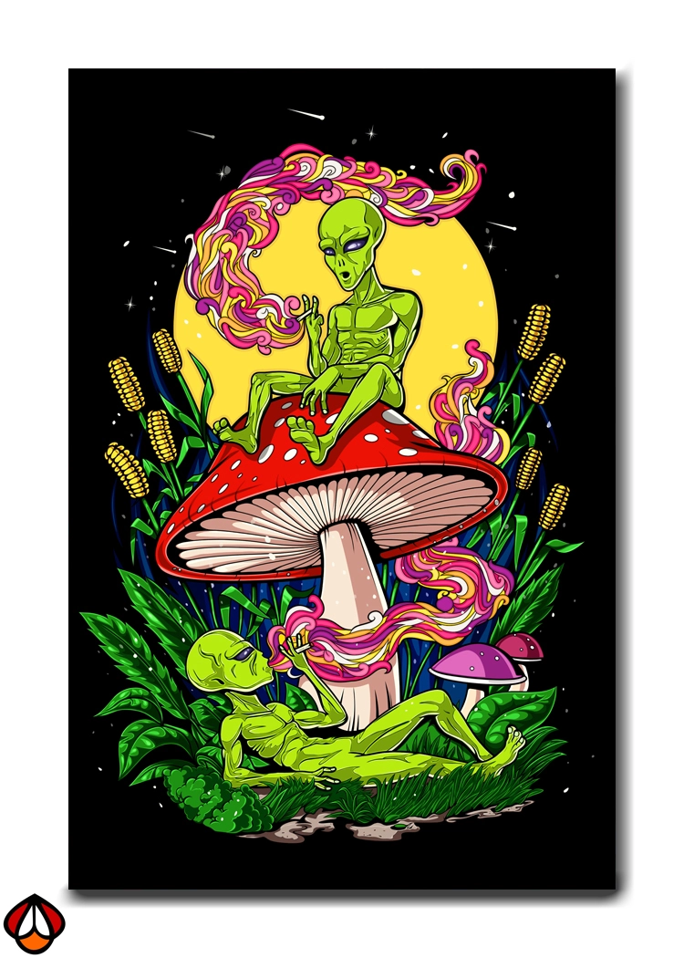 Cosmic Chill - Alien Mushroom Art